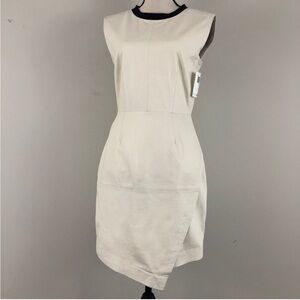 NWT Trina Turk White Leather Dalia Dress asymmetrical hem sz 6 Retail498 (flaws)